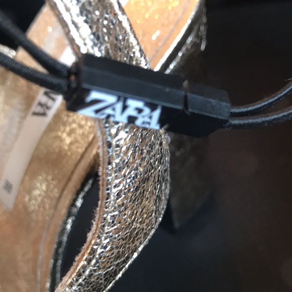 NWT Zara Gold Women's Platform Sandals Size 7.5 USA / 38 Europe 🌟 - Picture 6 of 11